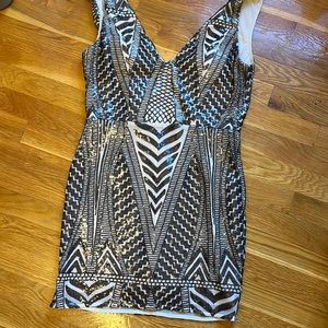 Medium lulus sequin Black and Tan mini dress never worn